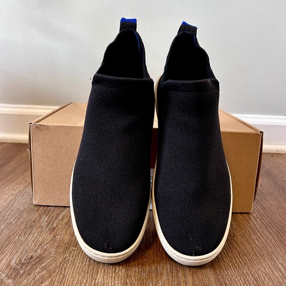 Rothy’s The Chelsea Black Knit Shoes Pull On Ankle High Top Sneaker Women Sz 7.5 - Picture 2 of 4